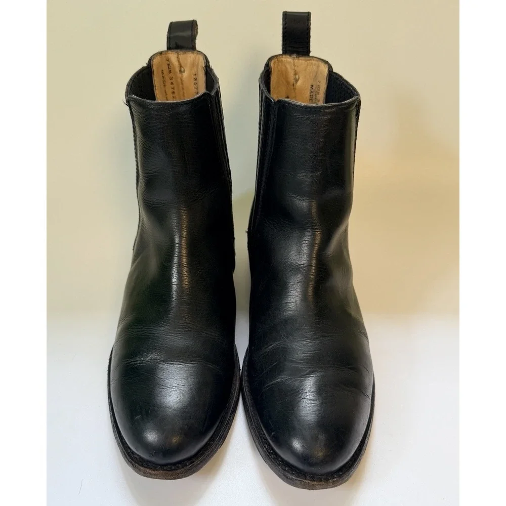 FRYE Women's Pippa Moto Chelsea Boot Leather pull on Black 7.5 B Broken In Edgy